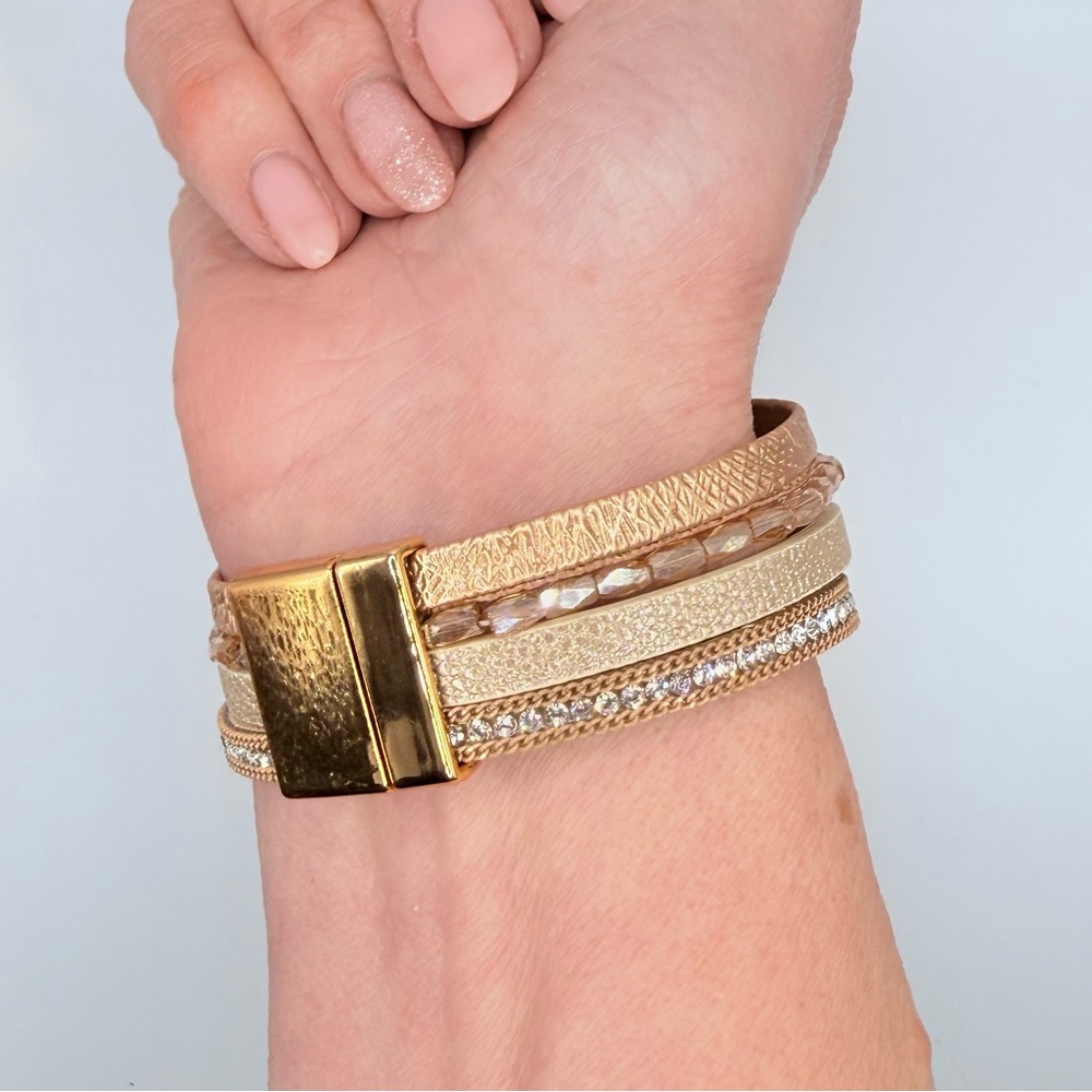 Layered Wrap Bracelet Multilayered with Magnetic Clasp - Picture 9 of 9